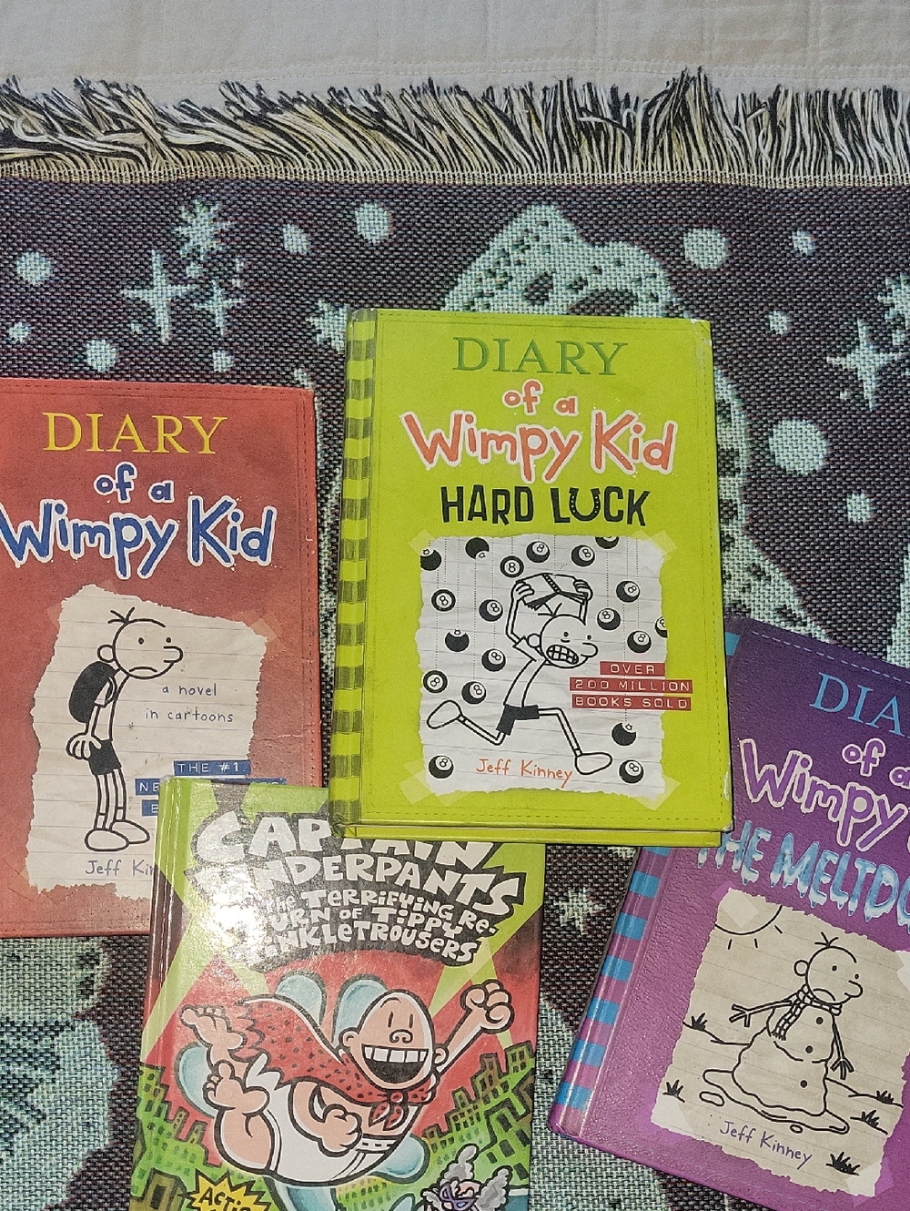 4 Kids Books: 3 Diary of a Wimpy Kid And Captain Underpants Hard Cover